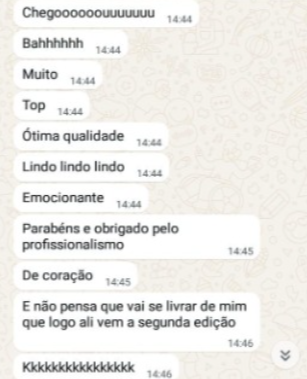 Depoimento de cliente no WhatsApp